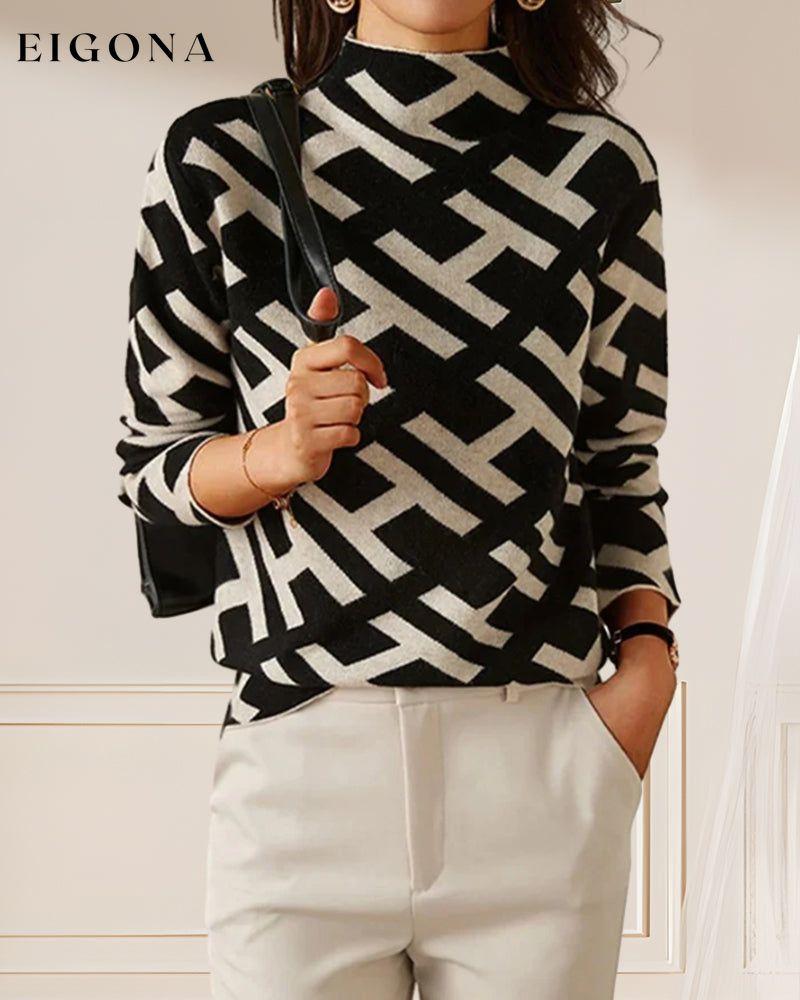 Geometric Alphabet Print Sweater 2023 F/W 23BF clothes discount Spring Sweaters Sweaters & Cardigans Tops/Blouses