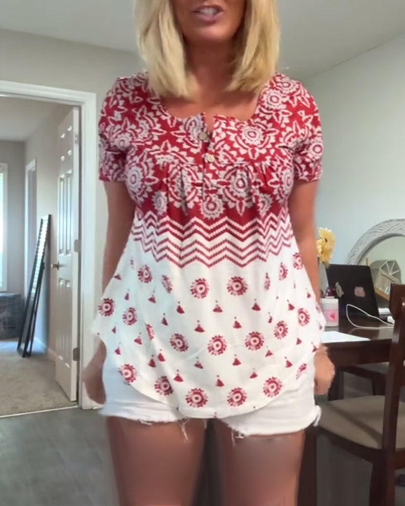 Lässiges, kurzärmliges, bedrucktes T-Shirt für Damen