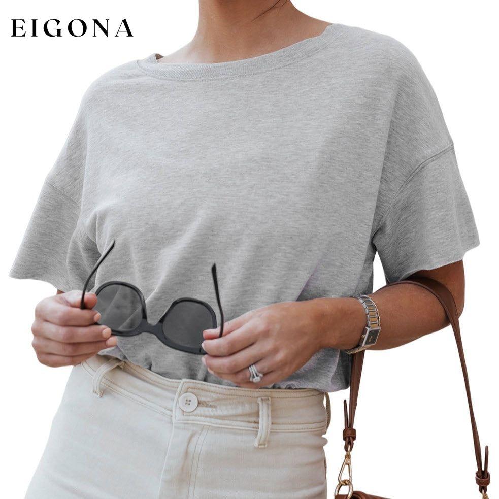 Gray Drop Shoulder Sleeve Oversize Bodysuit clothes DL Exclusive Occasion Daily oversized shirt Print Solid Color Season Summer Style Casual t-shirt top