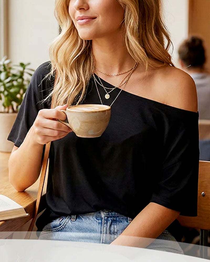 Women's Off-Shoulder Loose Fit Top 2-Piece Set