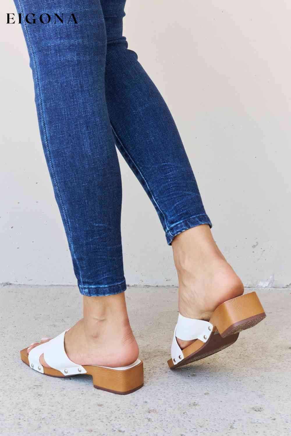 Criss Cross Wooden Clog Mule in White Off-Season Mega Sale Ship from USA Shoes Weeboo womens shoes