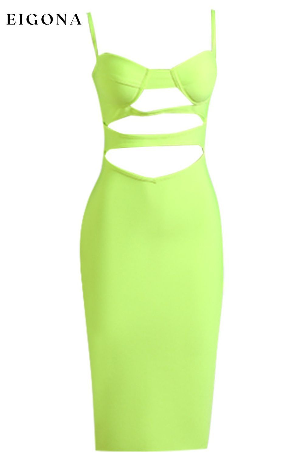 Cutout Spaghetti Strap Bodycon Dress body con clothes cocktail dresses dress dresses evening evening dress evening dresses formal dress formal dresses midi dress midi dresses NF Ship From Overseas trend