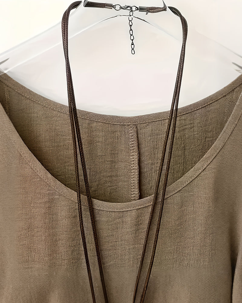 Batwing Sleeve Shoulder Buttons T-Shirt