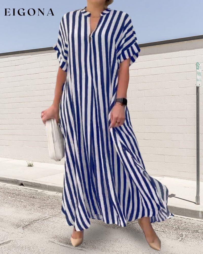 V-neck Shirt Dress in Stripe Print 23BF Casual Dresses Clothes Dresses SALE Spring Summer