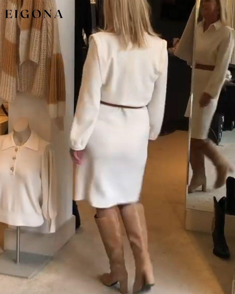 Elegant lapel long sleeve dress 2023 f/w 23BF casual dresses Clothes Dresses spring