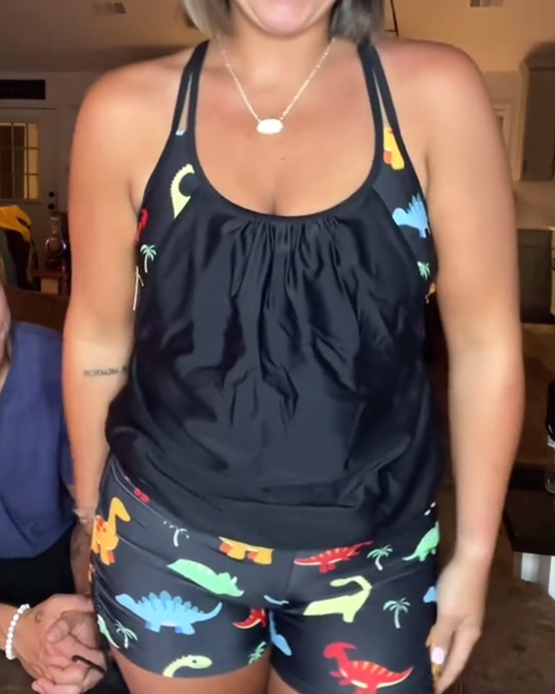 Zweiteiliger Badeanzug mit Dinosaurier-Print