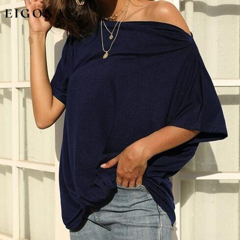 One Shoulder Short Sleeve T-Shirt .925 clothes Manny off the shoulder shirt Ship From Overseas shirt shirts short sleeve short sleeve shirt short sleeve top top tops