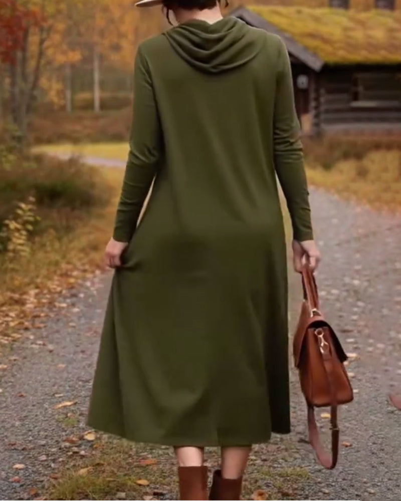 Casual Simple Solid Color Pocket Dress