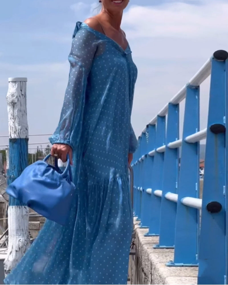 Camisole-Kleid mit Revers und Punktemuster