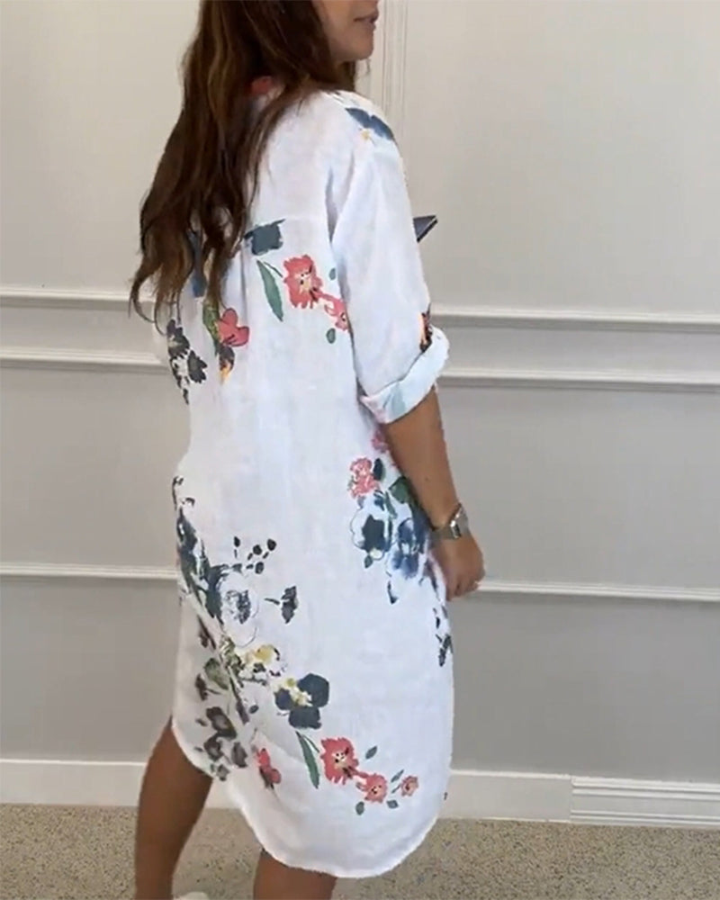 Bedrucktes Hemdkleid mit Stehkragen