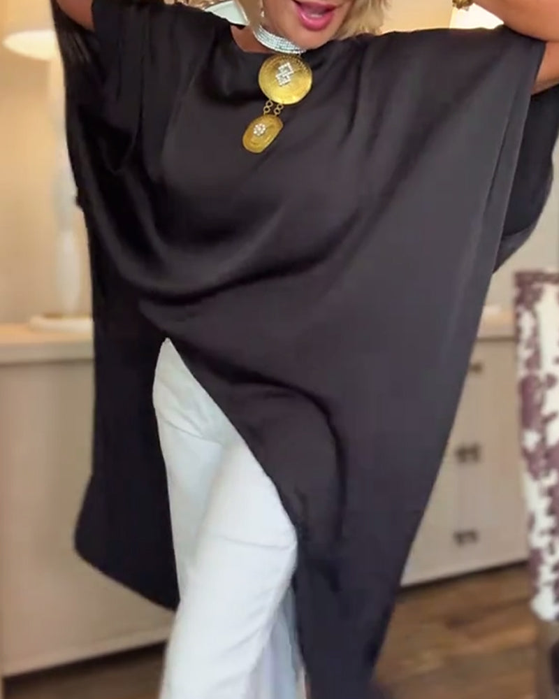 Camicetta ampia irregolare alla moda casual