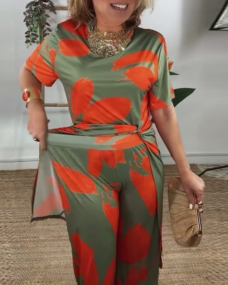 Twisted Irregular Straight Pants Set