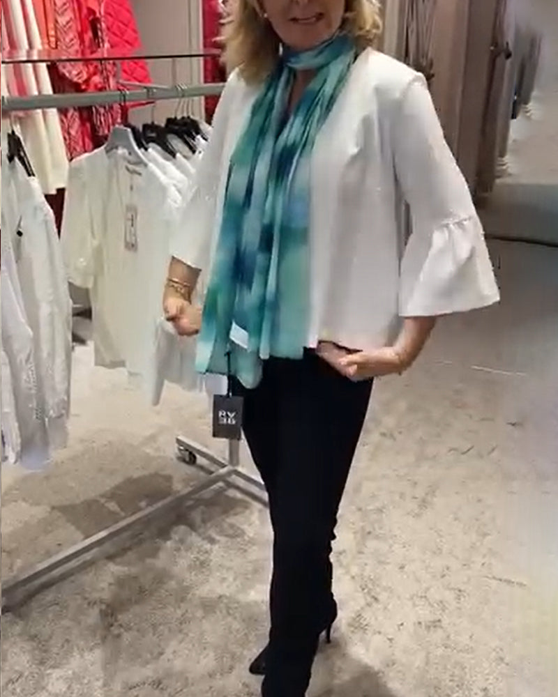 Casual solid color bell sleeve pleated coat 202466 coats spring summer