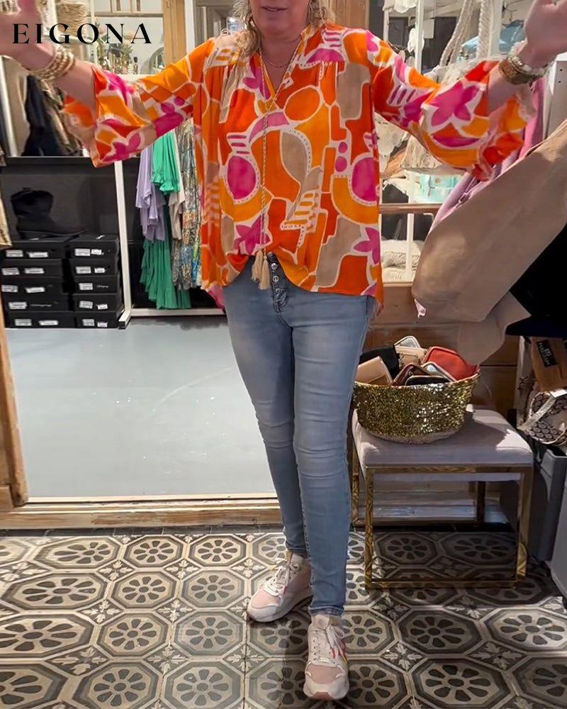 Colorful dropped-shoulder blouse blouse colorful spring