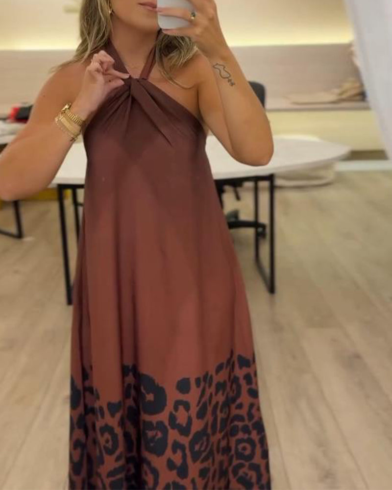 Neckholder-Kleid mit Leopardenmuster