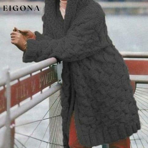 Elegant Solid Knitted Cardigan Dark Gray Best Sellings cardigan cardigans clothes Plus Size Sale tops