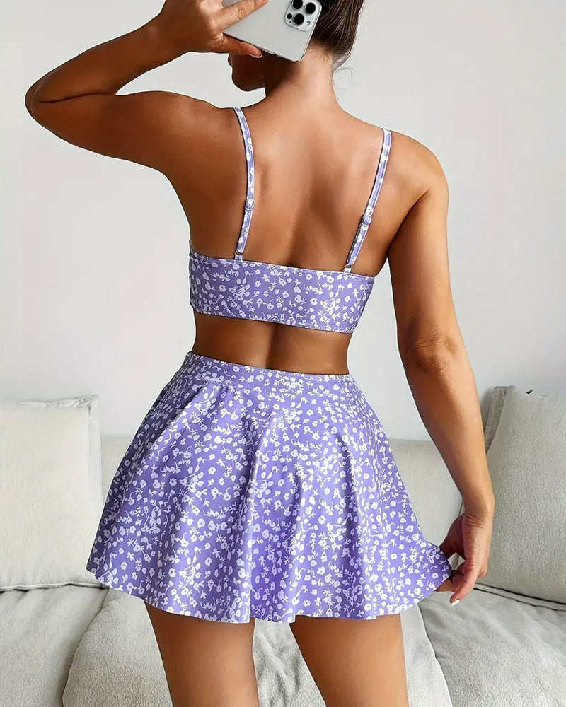 Sexy Bikini mit bedrucktem Rock