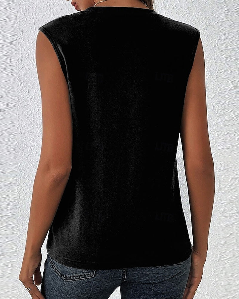 Maglietta senza maniche con stampa di lettere casual