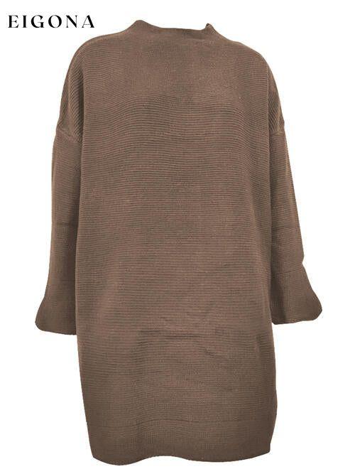 Round Neck Long Sleeve Sweater Dress casual dresses clothes D&C dresses long sleeve dresses Ship From Overseas short dresses