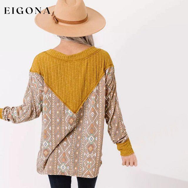 Geometric Print Patchwork T-Shirt clothes Plus Size tops