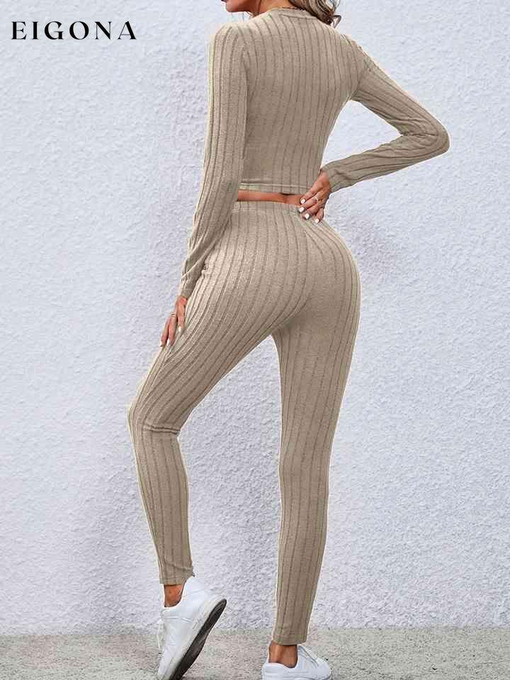 Crisscross Knit Top and Leggings Set 2 pieces clothes M@Y set Ship From Overseas Shipping Delay 09/29/2023 - 10/04/2023 workout set