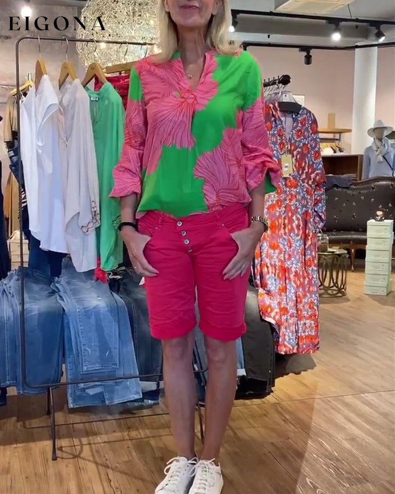 Women's Fashionable Contrast Printed Blouses blouse spring summer