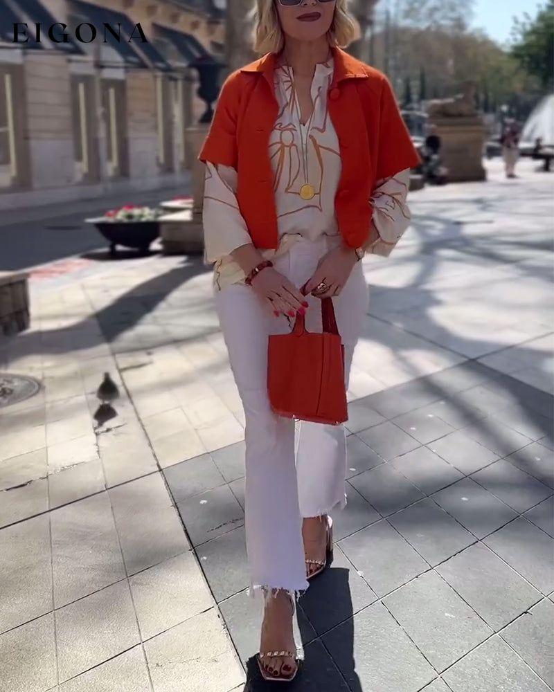 Casual printed V-neck long sleeve loose blouse blouses & shirts spring summer