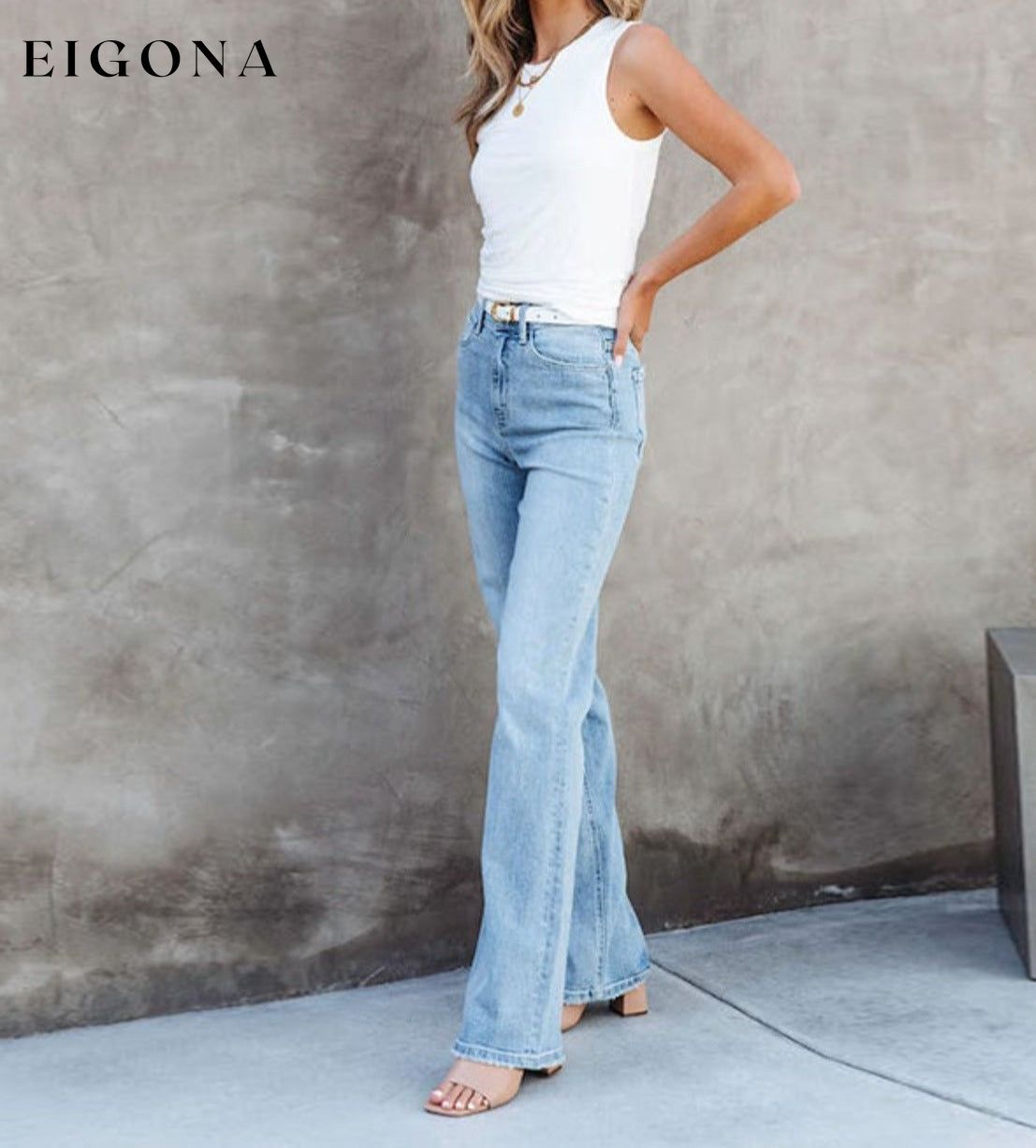 Washed Straight Leg Jeans bottoms clothes denim Jeans pants Ship From Overseas Shipping Delay 09/29/2023 - 10/02/2023 Women's Bottoms X@Y@K