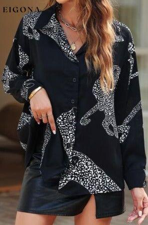 Printed Button Up Long Sleeve Shirt clothes long sleeve shirt long sleeve shirts long sleeve top long sleeve tops Ship From Overseas shirt shirts SYNZ top tops