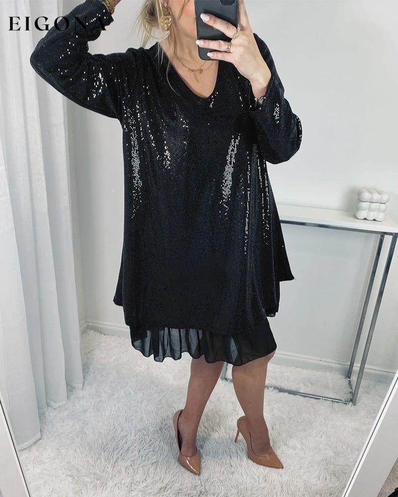 Long Sleeve Elegant Patchwork Loose Dress 2023 f/w casual dresses Clothes Dresses