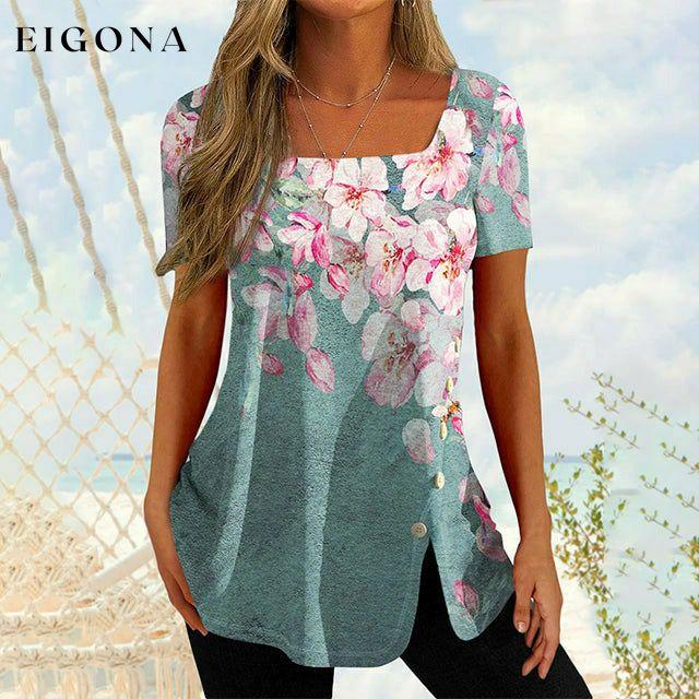 Asymmetrical Floral Print T-Shirt best Best Sellings clothes Plus Size Sale tops Topseller