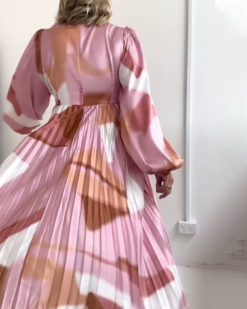 Long sleeve cross pleated elegant dress casual dresses spring summer