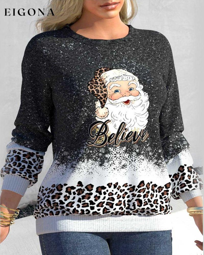 Santa and leopard print sweatshirt 2023 f/w 23BF cardigans christmas Clothes hoodies & sweatshirts sweatshirts Tops/Blouses