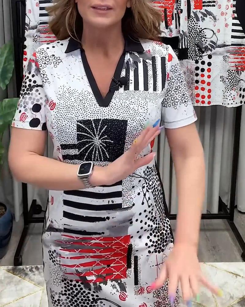 Pendler-Modekleid mit V-Ausschnitt