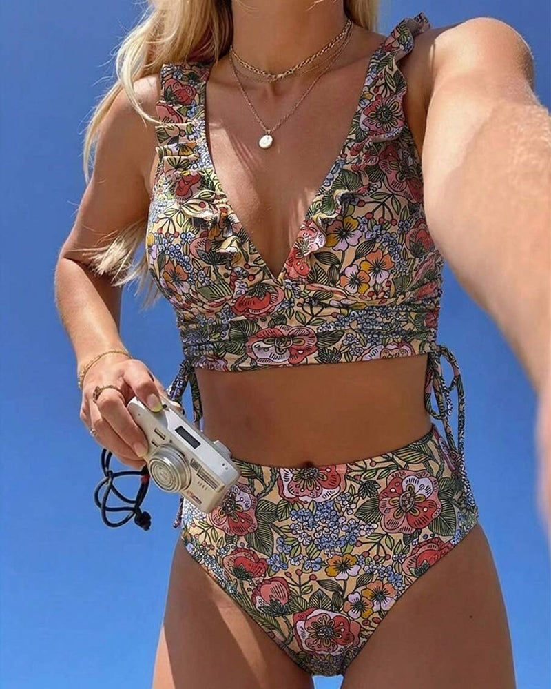 Sexy Floral Triangle Bikini