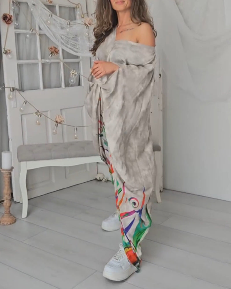 Fashionable printed off-shoulder pleated dress 202466 casual dresses spring summer