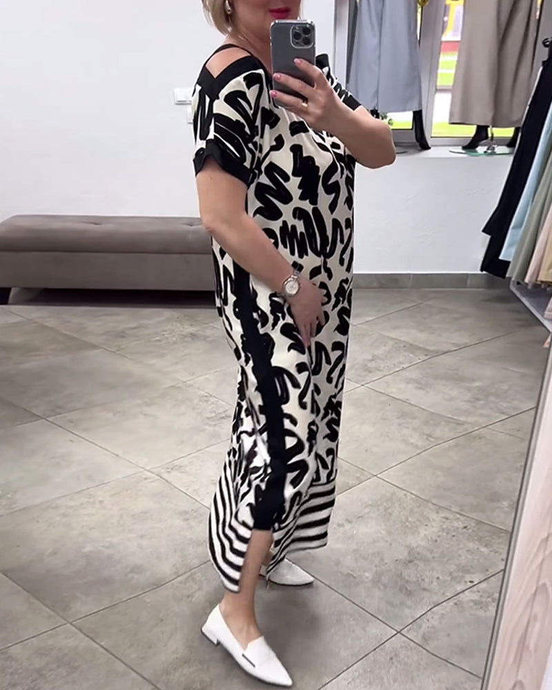 Short sleeve off shoulder print dress 202466 casual dresses spring summer