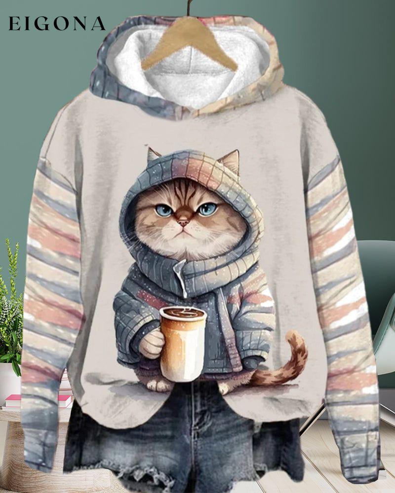 Cat pattern long-sleeved hoodie 2023 f/w 23BF cardigans Clothes hoodies hoodies & sweatshirts Tops/Blouses