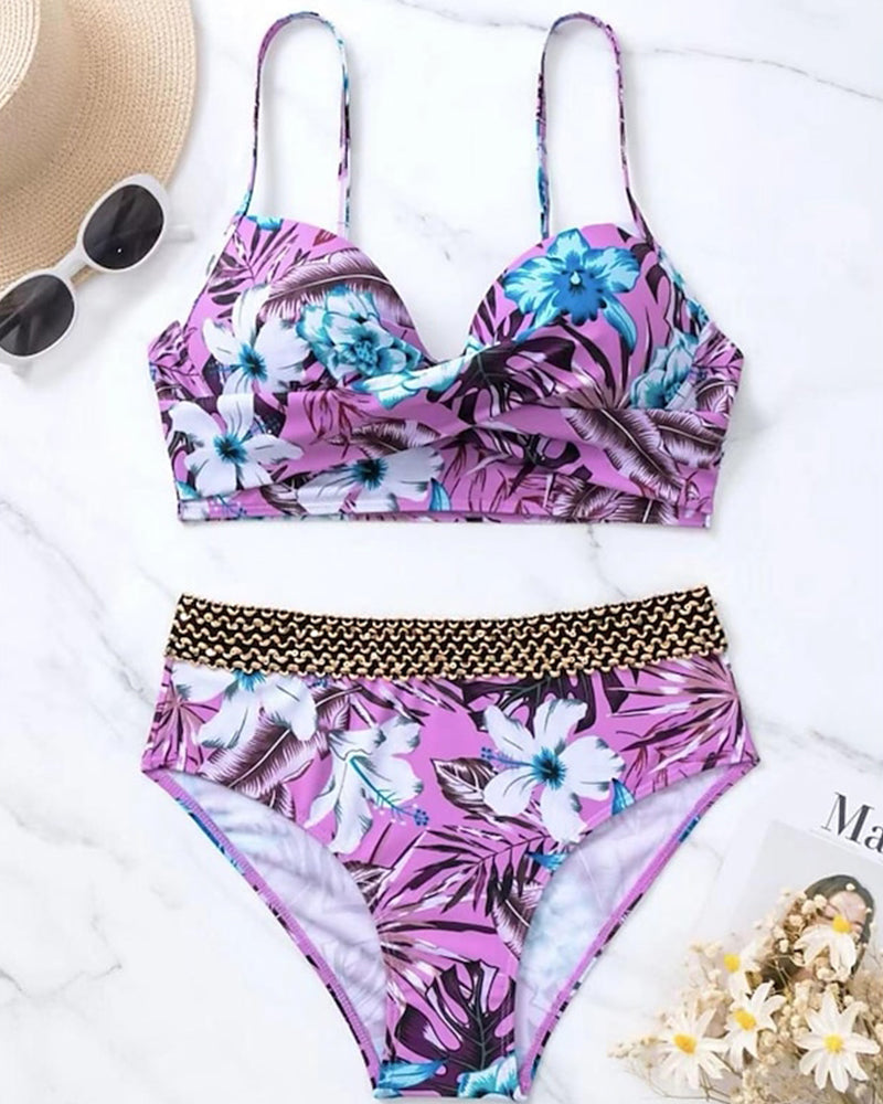 Sexy lila zweiteiliger Badeanzug