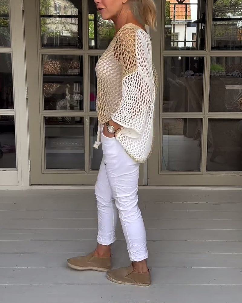 Crew neck colorblock hollow pullover 202466 pullovers summer