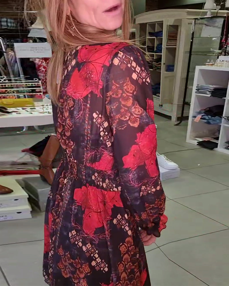 Deep V Sexy Temperament Floral Dress 2024 f/w dresses