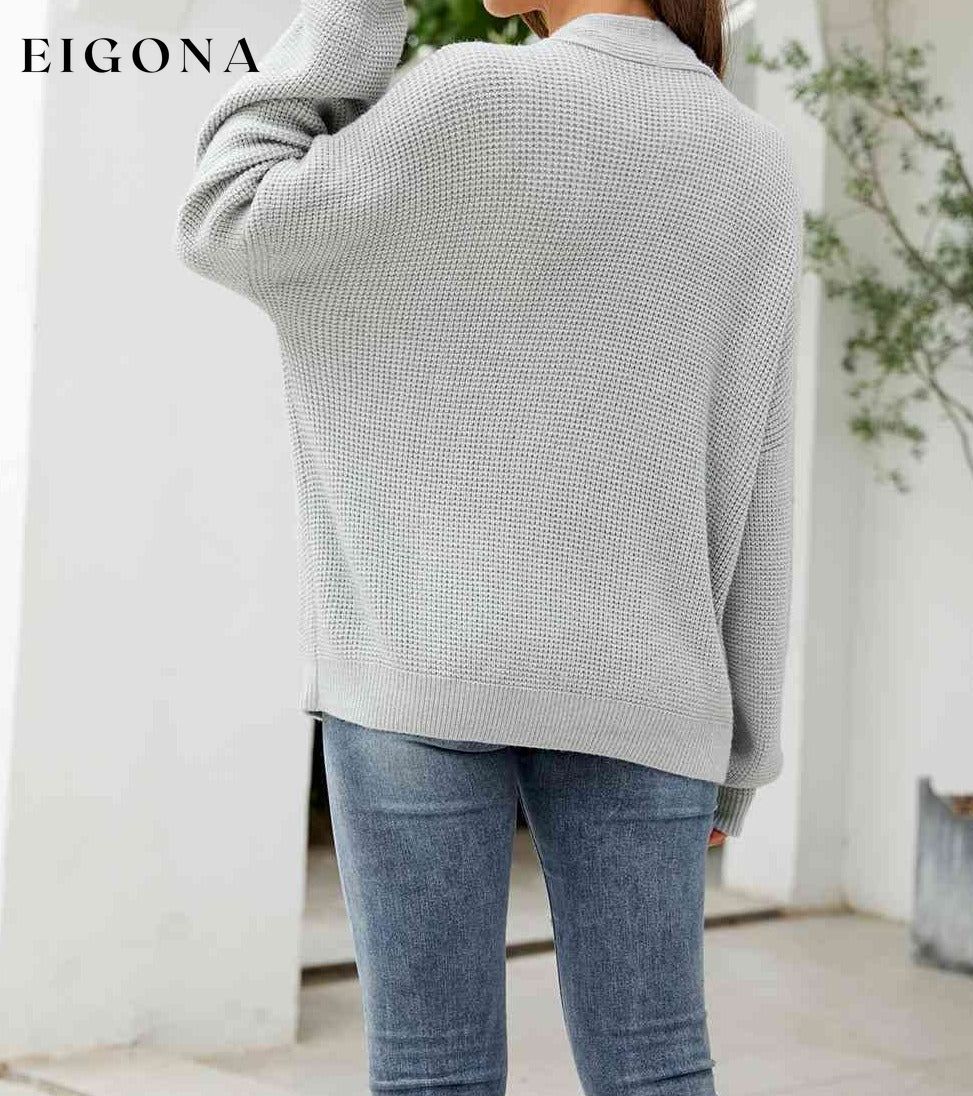 Button Up Drop Shoulder Long Sleeve Cardigan clothes Ship From Overseas X.X.W