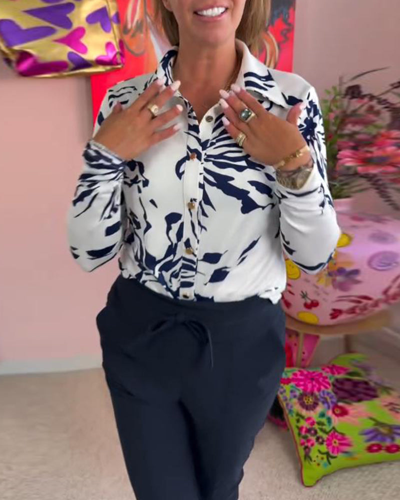 Langarmhemd mit Revers-Print