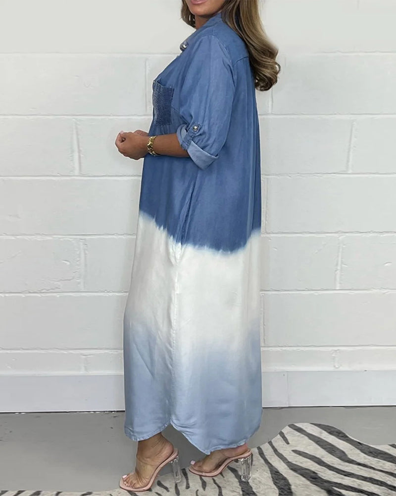 Kleid mit Revers und Knöpfen in Blockfarben