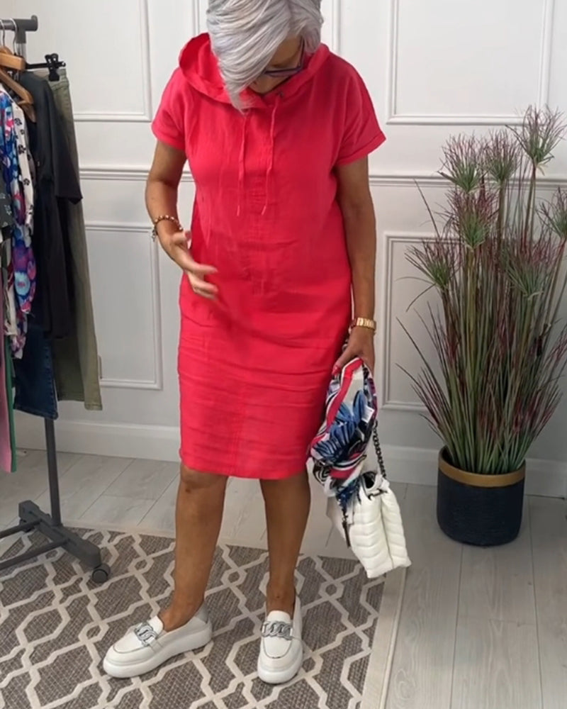 Hooded short sleeve casual dress 202466 casual dresses summer