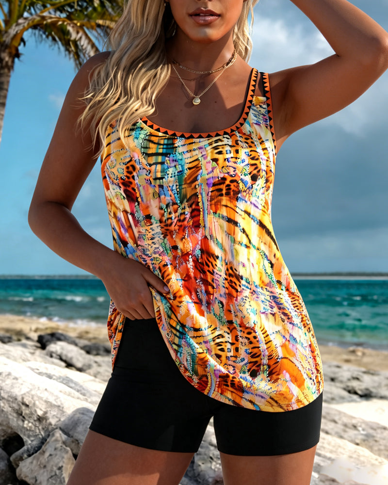 Colorful Leopard Print Tankini