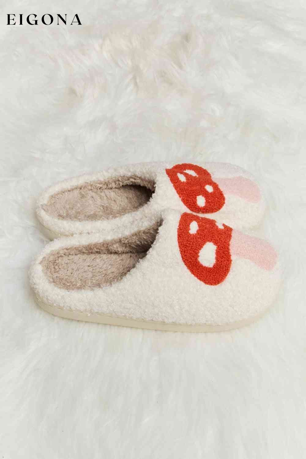 Mushroom Print Plush Slide Slippers Melody Ship from USA shoes womens shoes