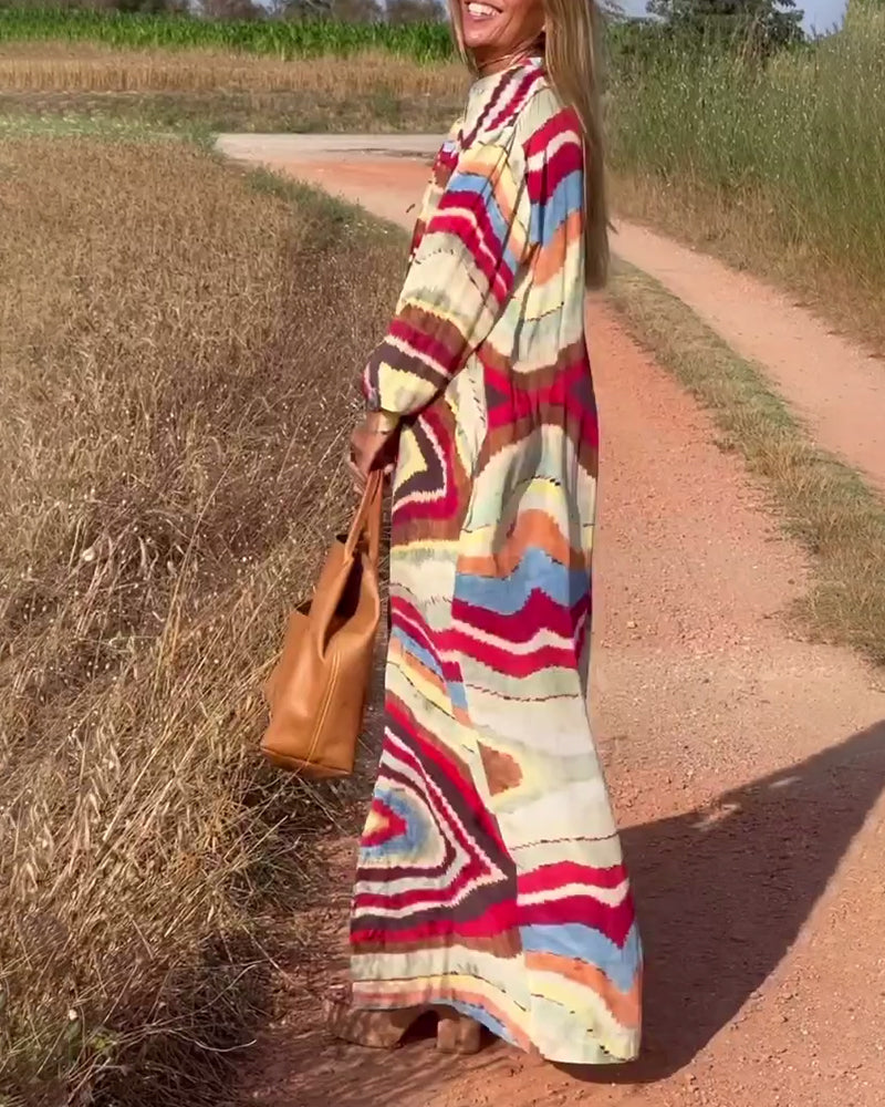 Colorful stripe print slit maxi dress 202466 casual dresses spring summer vacation dresses