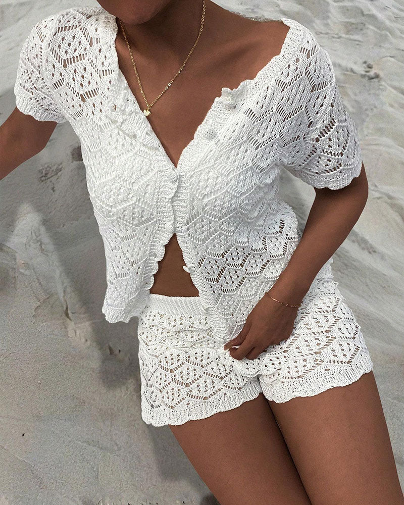 Cutout Crop Top And Shorts Set