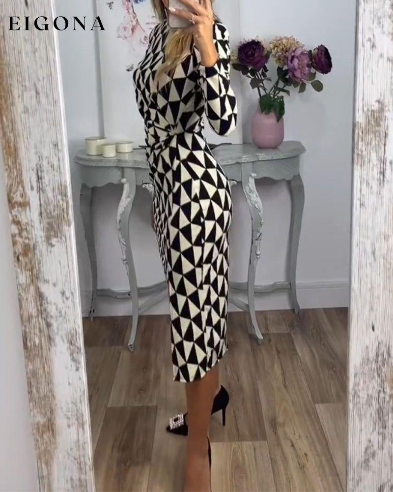 Bodycon Long Sleeve Geometric Print Dress 2023 f/w 23BF casual dresses Clothes Dresses